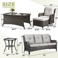 thumbnail image 6 of PARKWELL 7Pcs Outdoor Wicker Rattan Conversation Patio Furniture Set, including Three-seater Sofa, Rocking Chairs, Coffee Table, Ottomans and Side Table with Cushion, Beige, 6 of 9