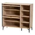 thumbnail image 3 of Baxton Studio Malcolm Mid-Century Shoe Cabinet, 8-Shelf, Oak Brown, 3 of 11