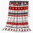 thumbnail image 2 of Nordic Christmas Village with Trees, Festive Fair Isle Style for Holiday Lovers, Cozy Red Grey Snow Scene, Flannel Blanket for Family Room and Cabin, Christmas Gift and Winter Home Decor, 2 of 9