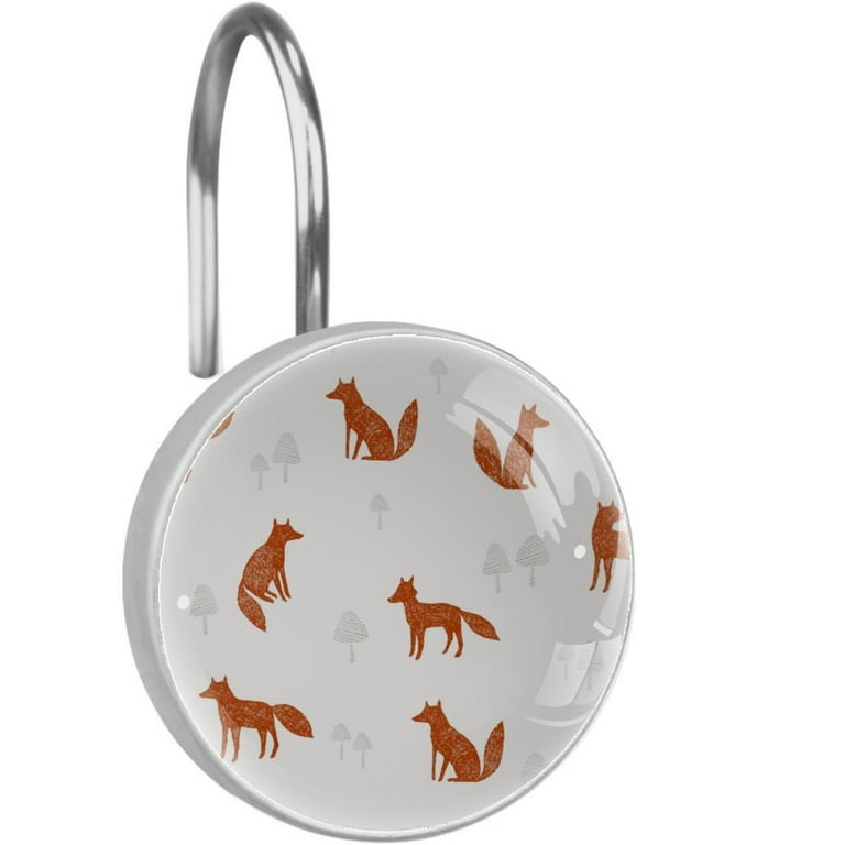 Fox Shower Curtain Hooks（Set of 12）for Home Hotel Shower Rods