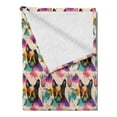 thumbnail image 2 of Dog Lover Soft Flannel Fleece Blanket, Colorful Crystals Pattern Triangles Sixties Inspired Psychedelic Boston Terrier, Cozy Plush for Indoor and Outdoor Use, 70" x 90", Multicolor, by Ambesonne, 2 of 5