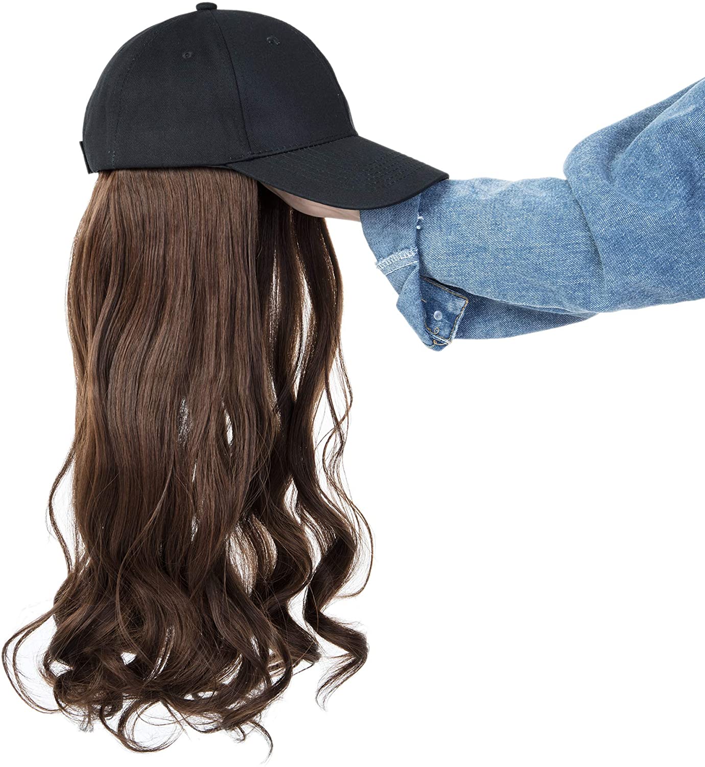 Baseball Cap with Hair Synthetic Hats 