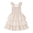 thumbnail image 1 of MIASHUI Robe de Fête d'Été à Imprimé Floral avec Corsage Smocké pour Tout-Petites et Bébés Filles Blanc, 2-3 Ans, 1 of 6