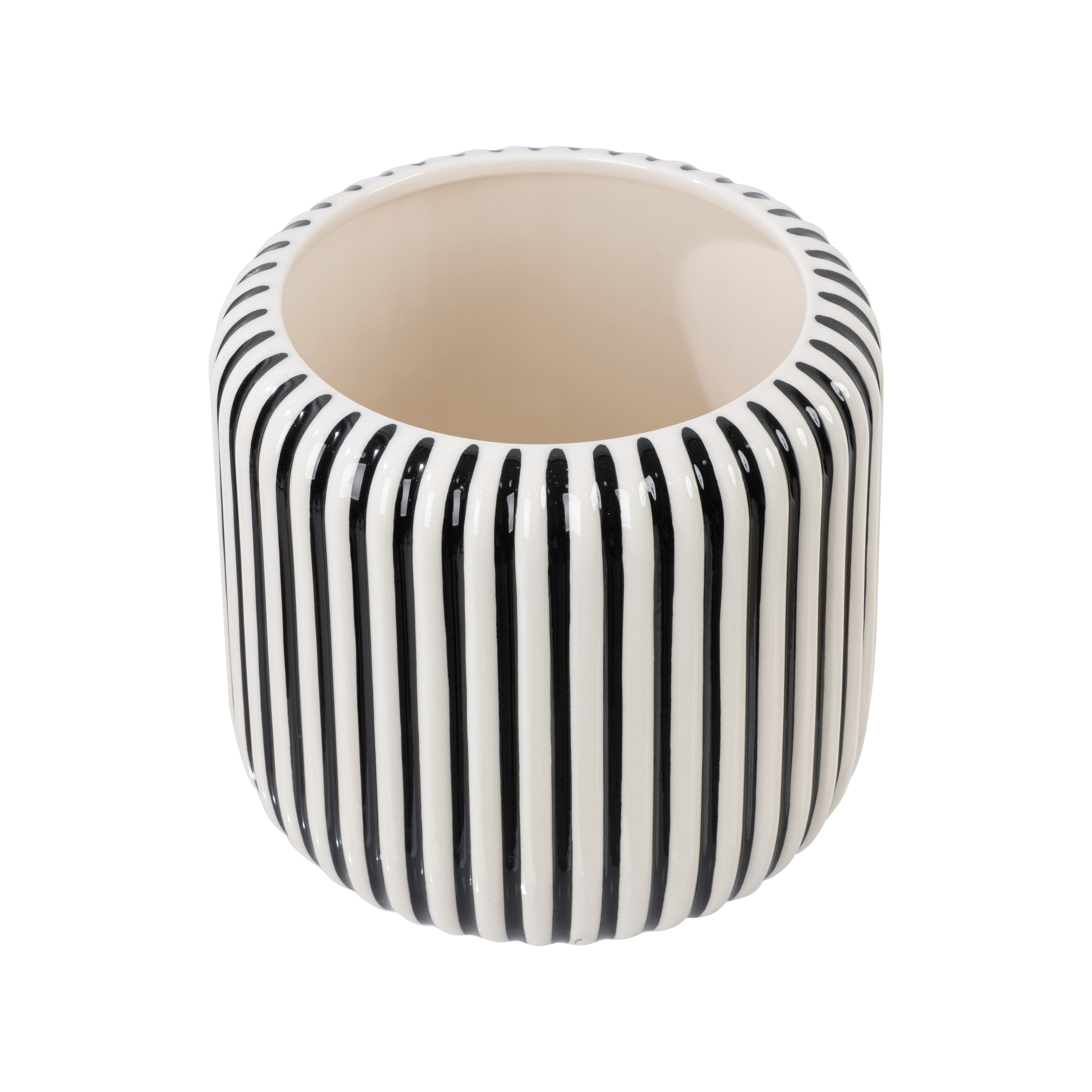 Beautiful by Drew Barrymore 8-Inch Black Stripe Ceramic Planter photo 7