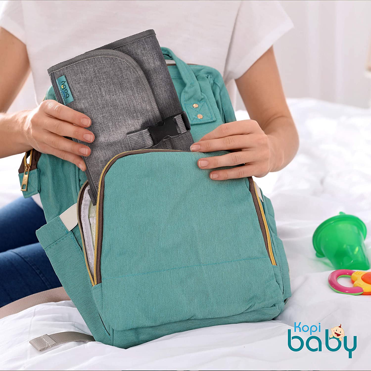 Portable Diaper Changing Pad with Built-in Head Cushion,Newborn Baby Changing Pad with Smart Wipes Pocket,Waterproof Travel Changing Mat Station kit,Baby Diaper Bag Shower Gift for Boys and Girls 