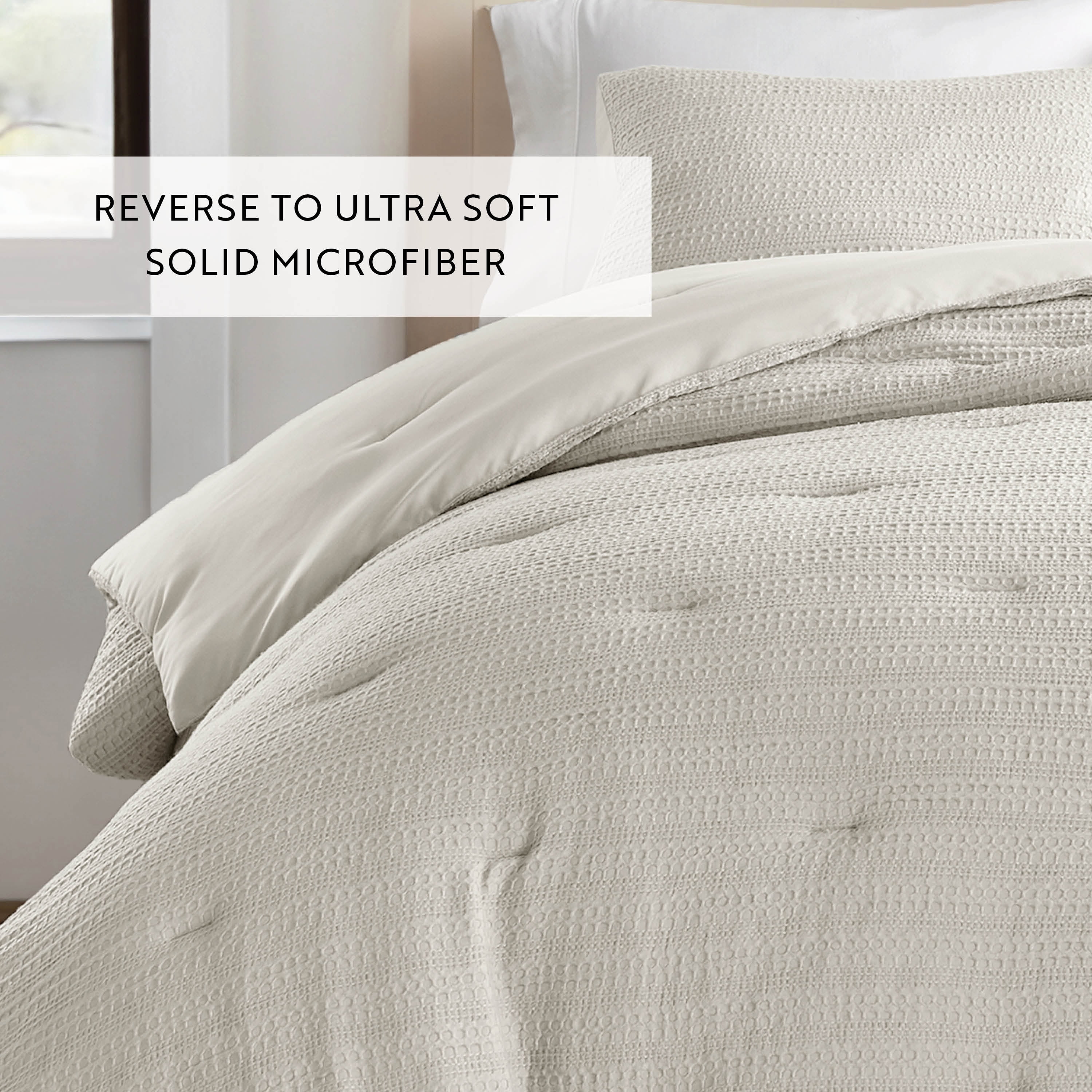 Textured Waffle Comforter Set ins Natural Waffle Comforter Bedding Sets, King/Cal King Size Bedding by Comfort Canopy