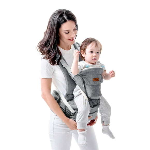 Sunveno Baby Carrier, 6-in-1 Ergonomic Carrier with Hip Seat, Gray