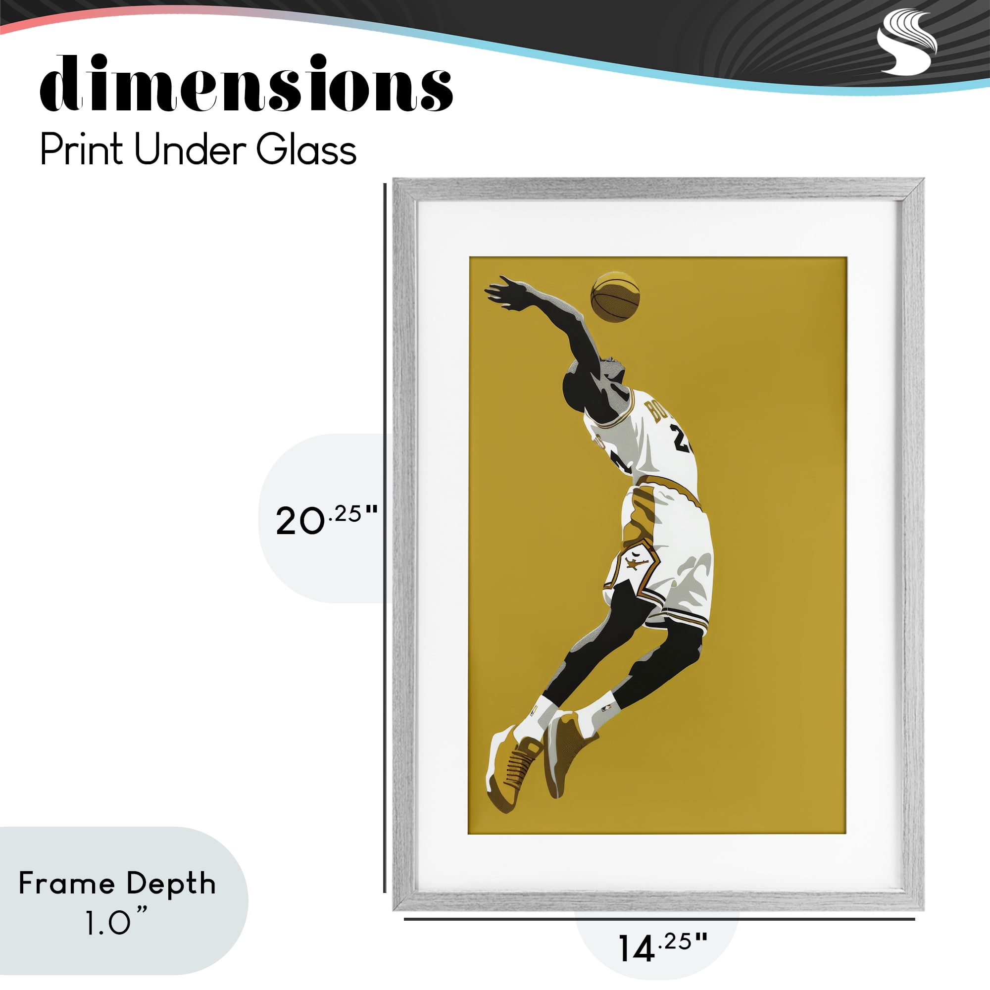 Stupell Industries Iconic Basketball Dunk Gray Framed Print Under Glass, design by Ray Powers