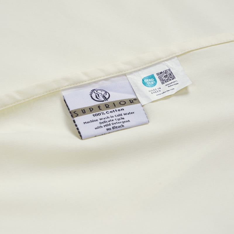 Superior Apus 100% Cotton 15" Deep Pocket Sheet Set, Twin, Ivory