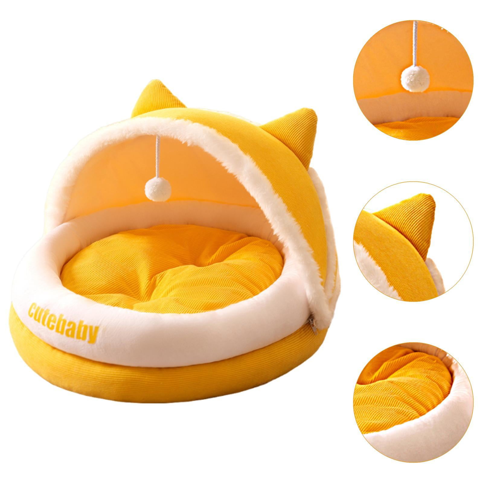 Fzaqwen Cat Bed for Indoor Cats Cat Furniture Cat Cradle Small Dog Cave Sleeping Nonslip Yellow M