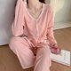 thumbnail image 4 of Conjunto de ropa de dormir de algodón para mujer, pijama de manga larga y pantalones, cárdigan, estilo informal, se puede usar al aire libre, Primavera, 4 of 5