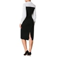 thumbnail image 3 of INSPIRE CHIC Women's Contrast Color Sheath Dress Long Sleeve Lapel Neck Elegant Work Pencil Dresses S Black, 3 of 5
