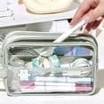 thumbnail image 6 of PoyoKee 1pc Cute Pencil Case, Transparent Large Capacity Cloth Pencil Pouch, Portable Rectangular Storage Pen Bag for Classroom Desk Organizer, Green, 6 of 6