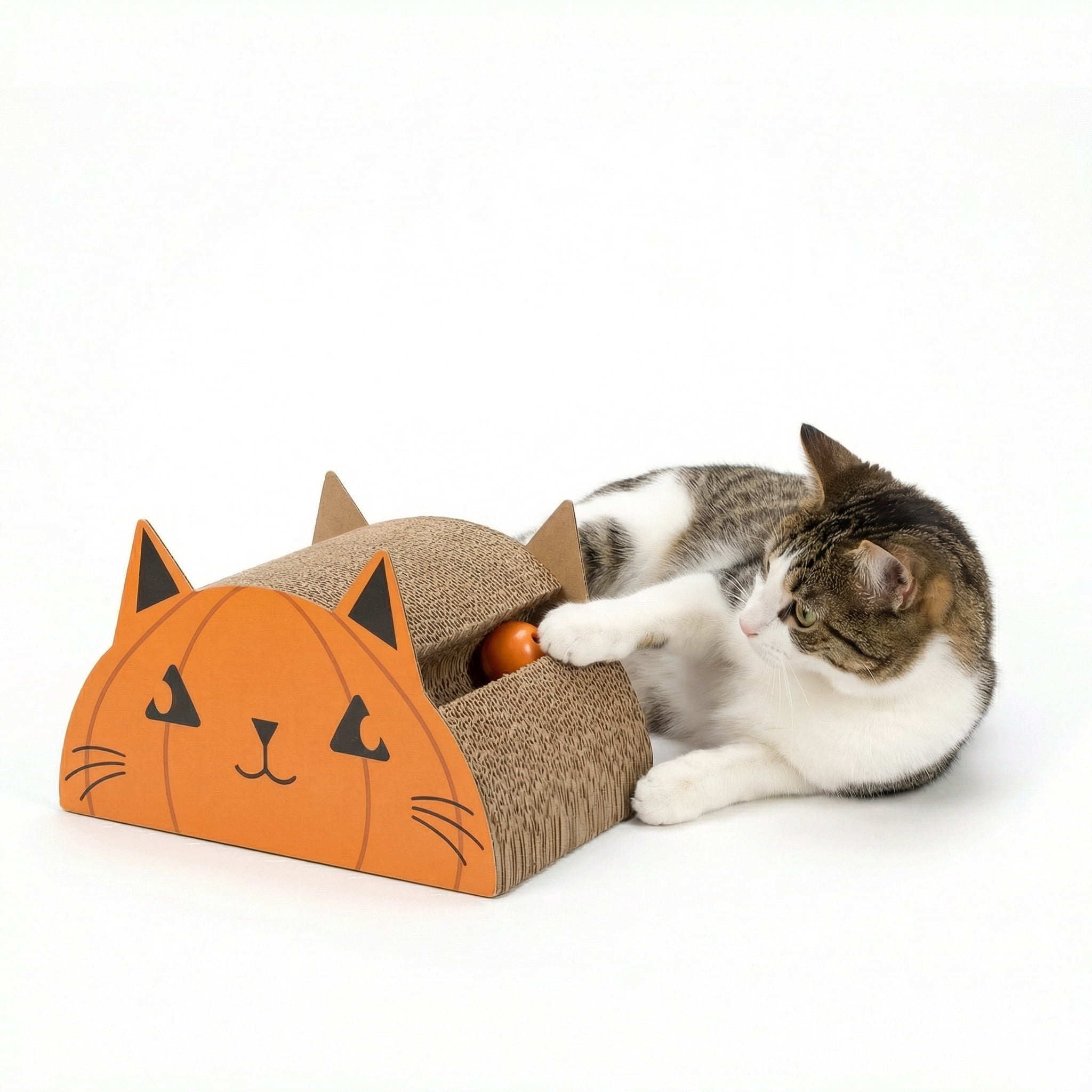 Kitty City Haloween Pumpkin Cat Face Cat Scratching Pad, Orange, One Size