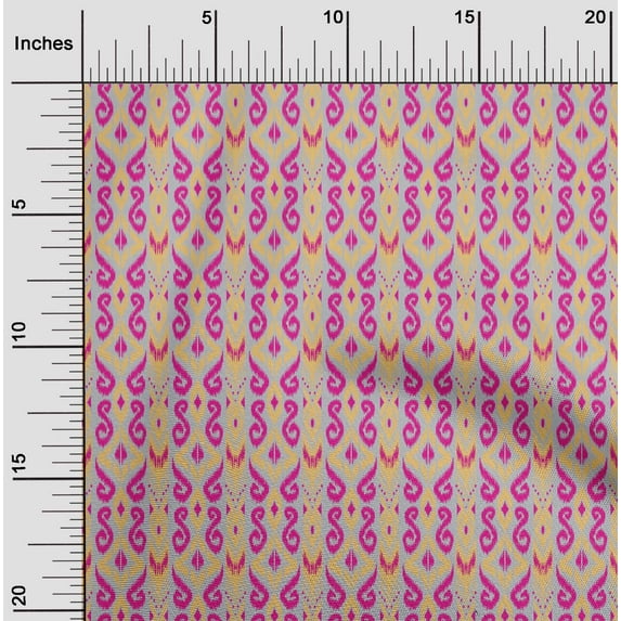 oneOone Cotton Poplin Fabric Stripe & Swirl Ikat Print Fabric BTY 42 Inch Wide