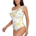 thumbnail image 4 of Balery Easter Rabbit One Shoulder Swimsuits for Women Ruffle Swimsuits Tummy Control One Shoulder Bathing Suits-Small, 4 of 8