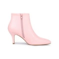 thumbnail image 3 of BLISSFUL STEP Women's Pointed Toe Zipper Stiletto Heels Ankle Boots Pink 5.5, 3 of 8
