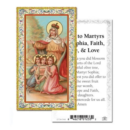 

Saint Sophia Gold-Stamped Catholic Prayer Holy Card with Prayer on Back Pack of 100