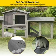 Aivituvin Chicken Coop Outdoor with PVC Bottom Layer Indoor Rabbit Hutch Wooden Bunny Cage Large Rabbit House with Run