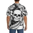 thumbnail image 3 of Uemuo Skull and palm leaves Pattern Cotton Linen Short Sleeve Shirts,Casual Lightweight Button Down Shirts,Vacation Beach Summer Tops-3X-Large, 3 of 7