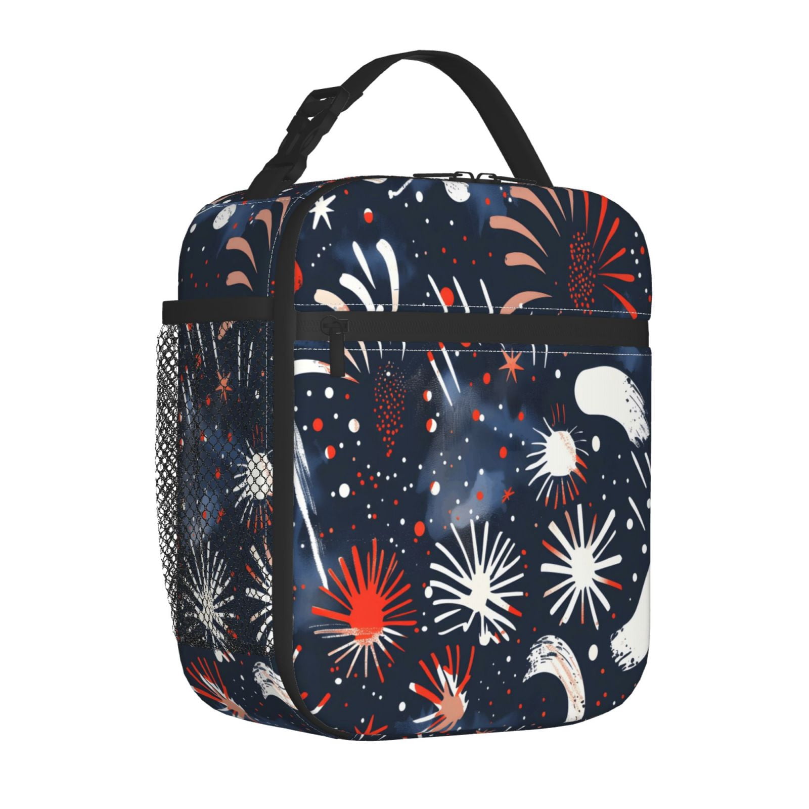 Lunch Bag For Women Men Insulated Portable Lunch Box Bento Box Office Picnic Travel Cooler Bag Independence Day Theme Star (3)