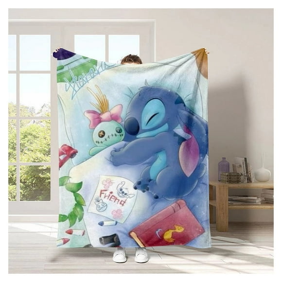 Cute Stitch Blankets Cartoon Bed Blanket Soft Lightweight Seasonal Travel Blanket for Adults Girls Kids Children 30*40 Stitch-3