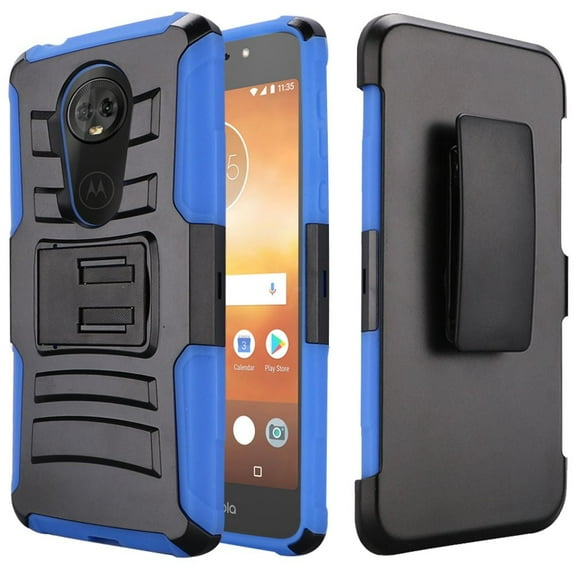 GSA Hybrid Kickstand Holster Case For Motorola Moto E5 Supra E5 Plus Blue