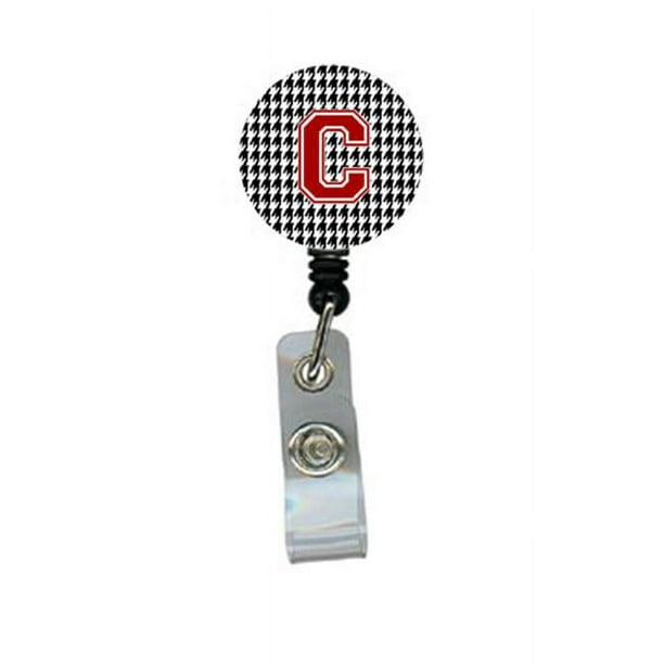 Carolines Treasures CJ1021-C-BR Pied-de-Poule Noir Initiale C Monogramme Initiale Rétractable Badge Bobine Ou ID Titulaire avec Clip