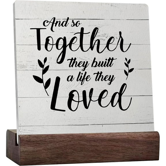 And So Together They Built A Life They Loved,Love Signs For Home Decor,Rustic Sign Farmhouse Decoration For Home Living Room Bedroom Ceramic Sign