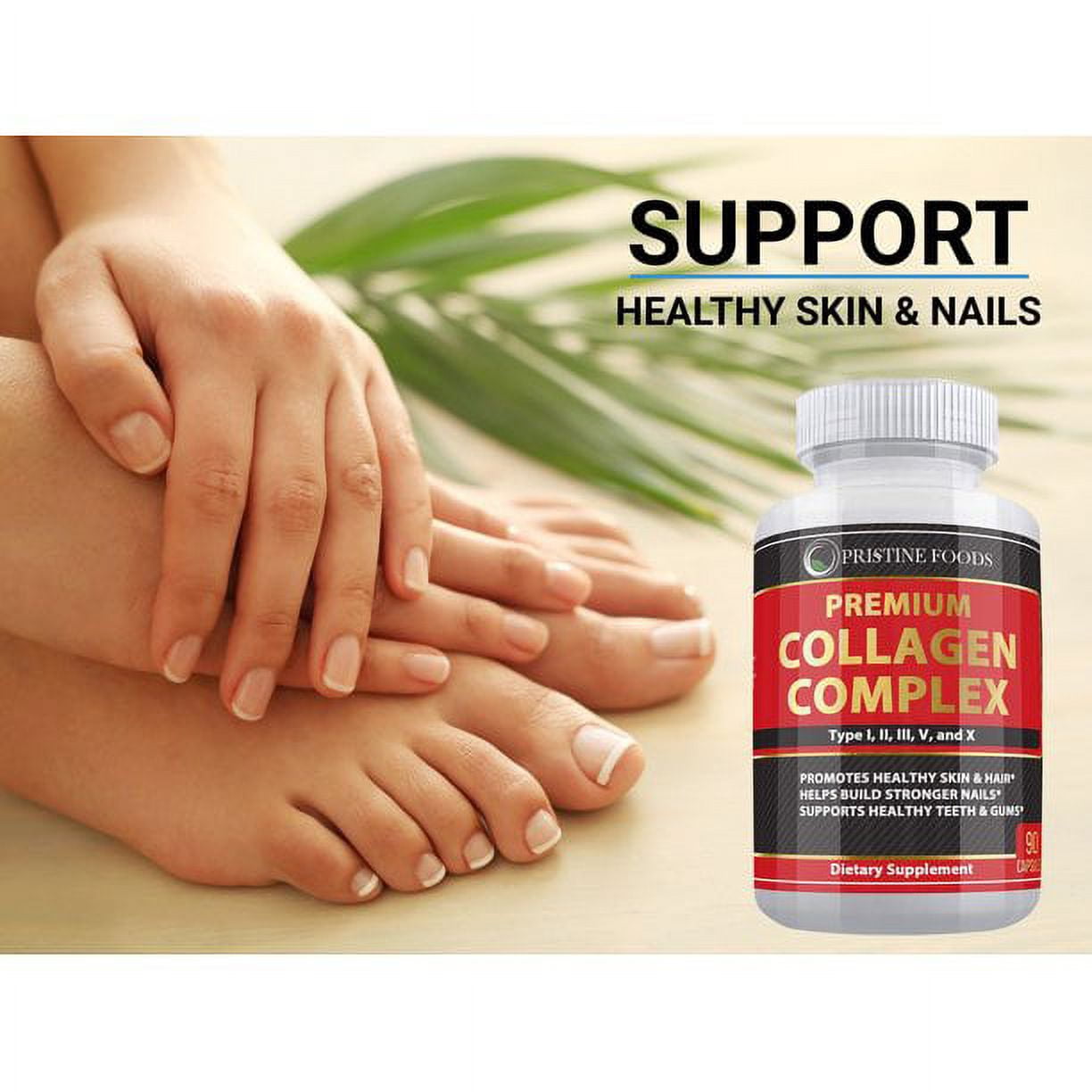 3 Pack Pristine Premium Multi Collagen Supplement 1000mg - Support Healthy Hair Skin Bone & Joints Hydrolyzed Collagen Protein Complex (Types I II III V & X) - 90 Capsules