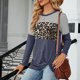 thumbnail image 5 of Top De Manga Larga Camisa de otoño para mujer Top Estampado de leopardo Raya horizontal Estilo sexy Traje de vacaciones Cgtredaw Azul Marino S para Mujer, 5 of 6