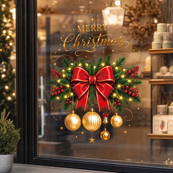 Christmas Window Decorations with Pvc Sticker,Indoor & Outdoor Holiday Decor,1 Pack