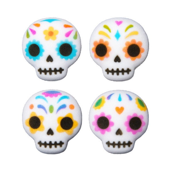 Day of The Dead Skulls Edible Sugar Decorations 12 Count
