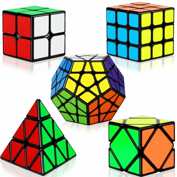 Speed Cube Set, 5 Pack Magic Cube Bundle - 2x2x2 3x3x3 Pyramid Megaminx  Skew Cube Smooth Sticker Cubes Collection Puzzle Toy for Kids 