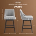thumbnail image 7 of Swivel Counter Height Bar Stools, Set of 4, 27'' Modern Bar Stool with Curved Back and Solid Wood Legs, Bar Stools for Kitchen Island, Linen Fabric Grey, 7 of 7