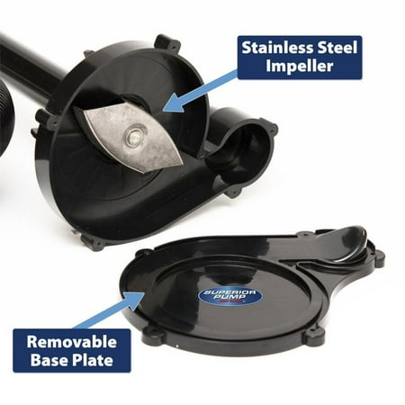 Superior Pump 92333 Multi Use Utility Sump Water Pump, 120 V, 0.33 Hp, 1-1/4 in Outlet, 50 Gpm, Thermoplastic - Black