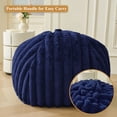 thumbnail image 5 of XeGe Fluffy Faux Rabbit Fur Bean Bag Chair Cover(No Filler), Cozy Plush Shaggy Striped Stuffed Animal Storage Bean Bag, 3FT Big Fuzzy Ribbed Beanbag Cover Bedroom Living Room, Anti-slip, Navy Blue, 5 of 7