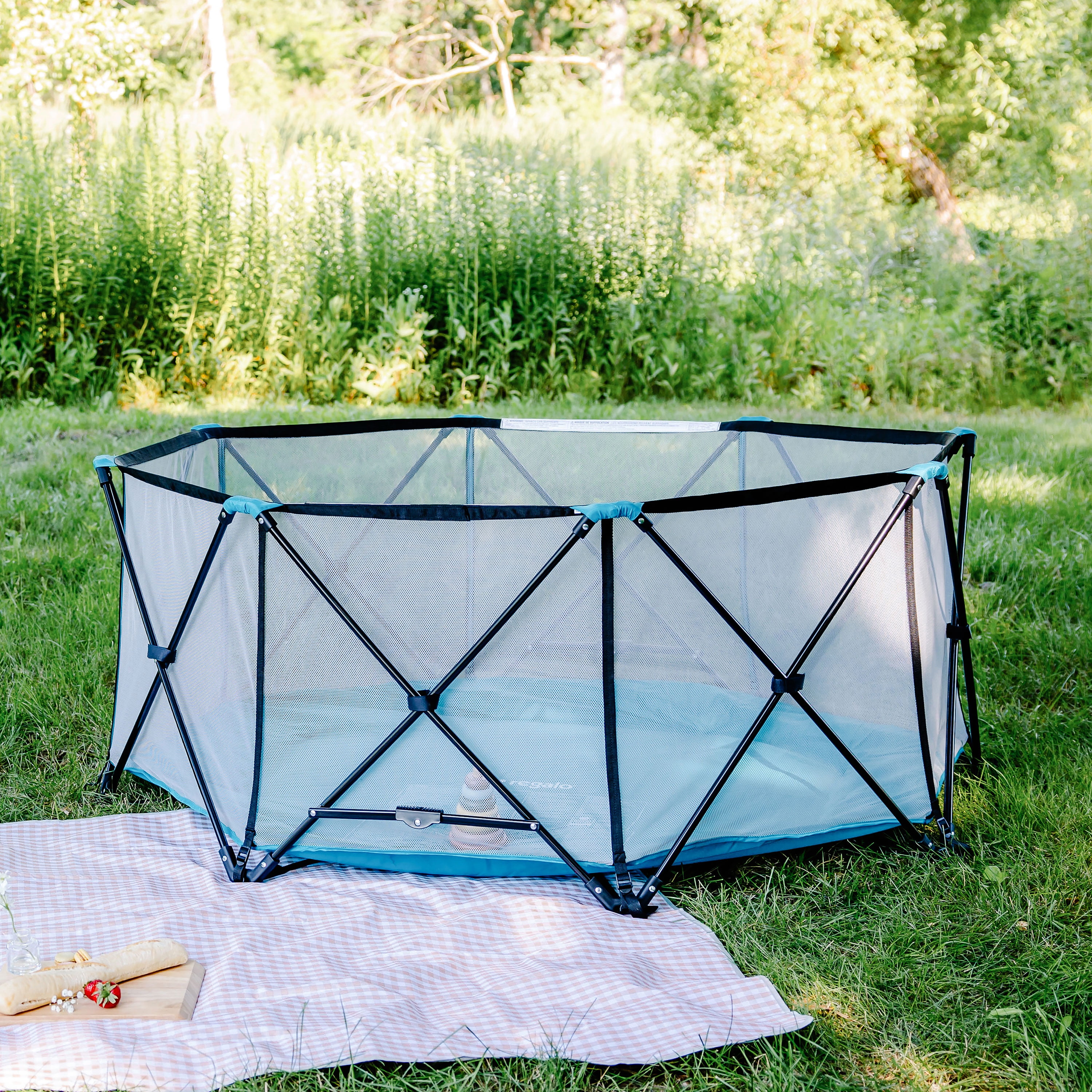Regalo My Play Portable Play Yard, Teal, 8-Panel, Indoor and Outdoor, Unisex