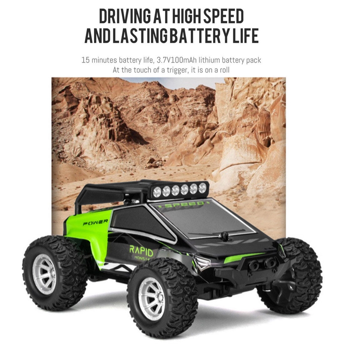 1:32 Scale RC Drift Off-Road Car, 2.4G 4WD High Speed Remote Control Truck, Full-Scale Synchronous Controller, Ready-to-Run Mini Crawler Cars for Adults - Green