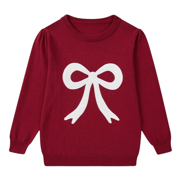 Aideaone Girls Toddler Sweater Long Sleeve Crewneck Pullover Knit Winter Fall Clothes 3-7 Years