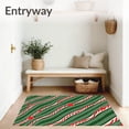 thumbnail image 3 of ODIKA 6'x9' Machine Washable Non-Slip Area Rug, Holiday Ribbon Twist Interlocking with Peppermint and Pine Accents High Traffic Rug with Pad, Green, 628566, 3 of 8