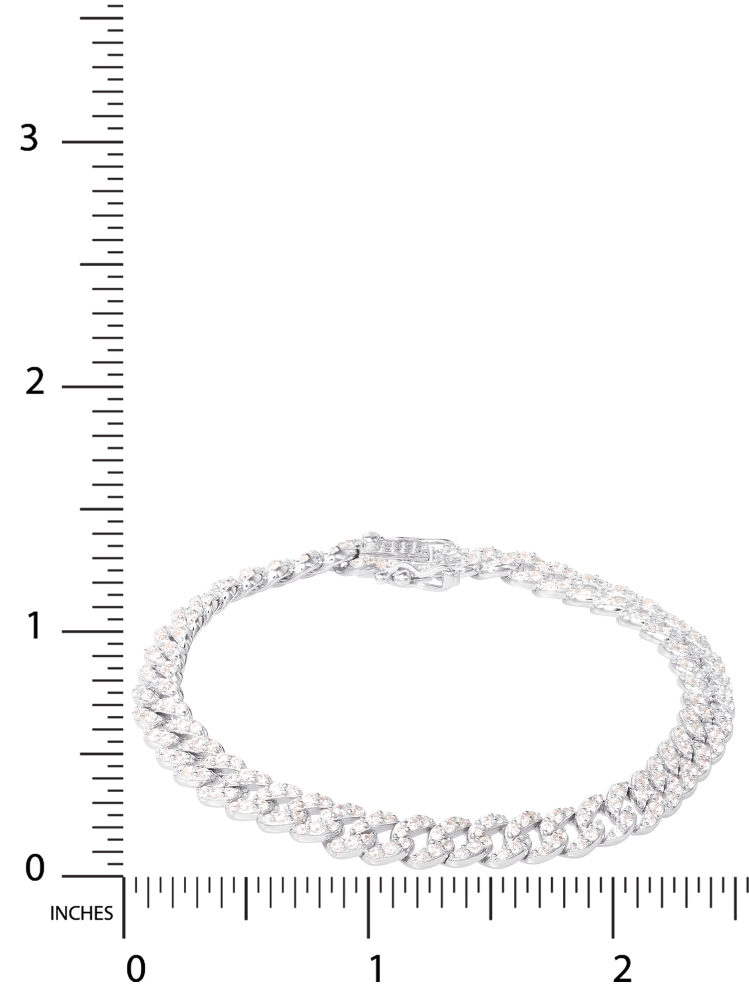 Brilliance Simulated Diamond Link Bracelet in Sterling Silver, 7"