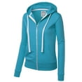 thumbnail image 2 of MBJ WSK954 Womens Active Fleece Zip Up Hoodie Sweater Jacket XXL TURQUOISE, 2 of 4