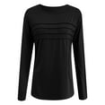 thumbnail image 5 of MIXUE Boho Tops For Women Autumn Winter Solid Color Round Neck Long Sleeve Casual Basic Pullover Shirts For Women Tshirts Streetwear,Black,XL, 5 of 5