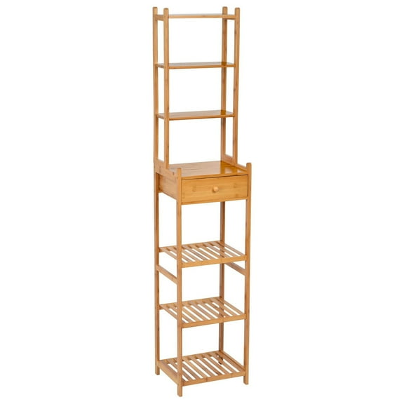 XKHZJL 7-Tier Bamboo Bookshelves and Bookcases, Book Shelf Organizer Rack, Freestanding Storage Shelving Unit for Living Room, Kitchen, Bathroom, Office