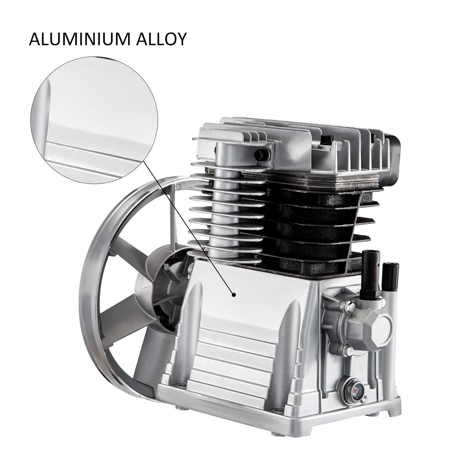 Air Compressor Pump, 3HP 11CFM, Industrial Compressor Head Pump Motor, 1300RPM High-speed Single Stage Twin Cylinder Aluminum Air Compressor Head Piston Style Splash Lubrication Pump