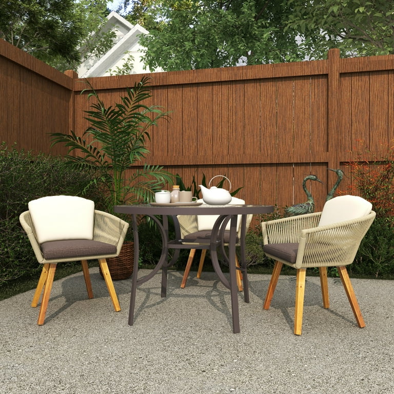 Bistro Chair Tapered Outdoor Chair Cushions Tropical Leaves