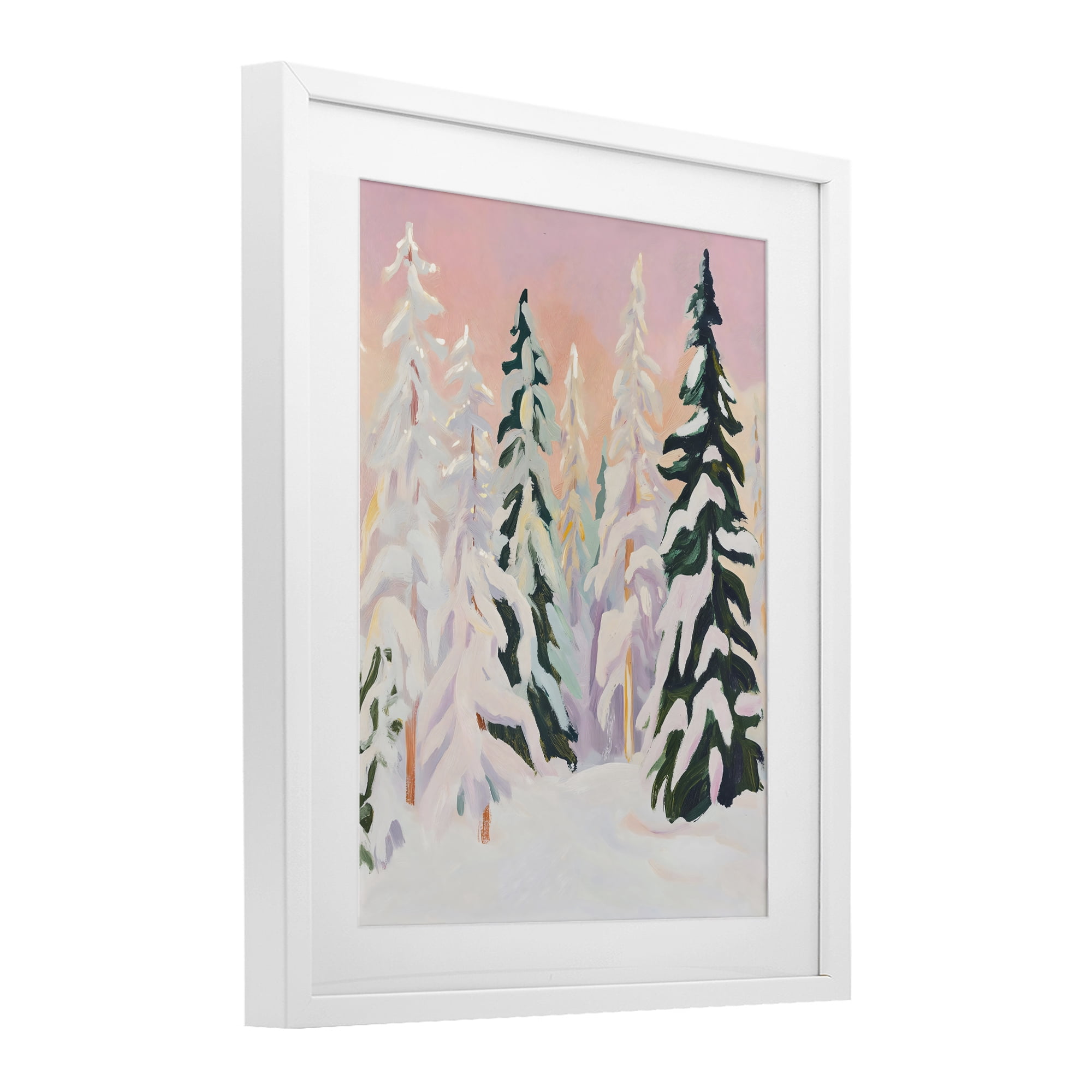 Stupell Industries Peachy Pastel Winter Forest White Framed Print Under Glass, design by The Prints Vibe