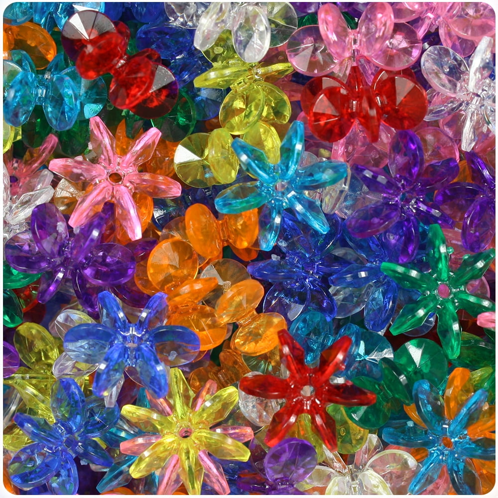 BEADTIN Crystal Transparent 18mm SunBurst Craft Beads 150pc
