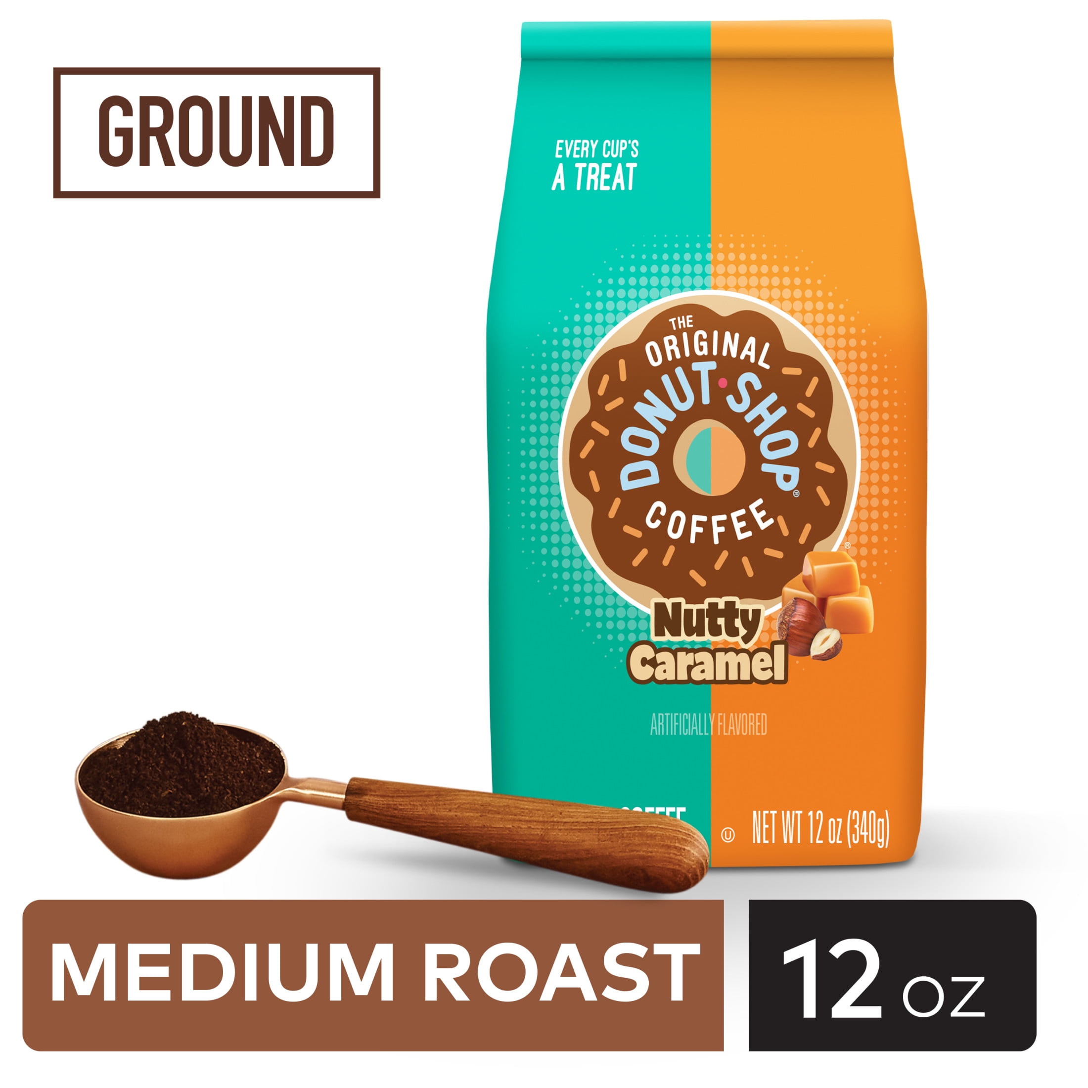 (3 pack) The Original Donut Shop, Nutty Caramel Medium Roast Ground Coffee, Bagged 12 oz